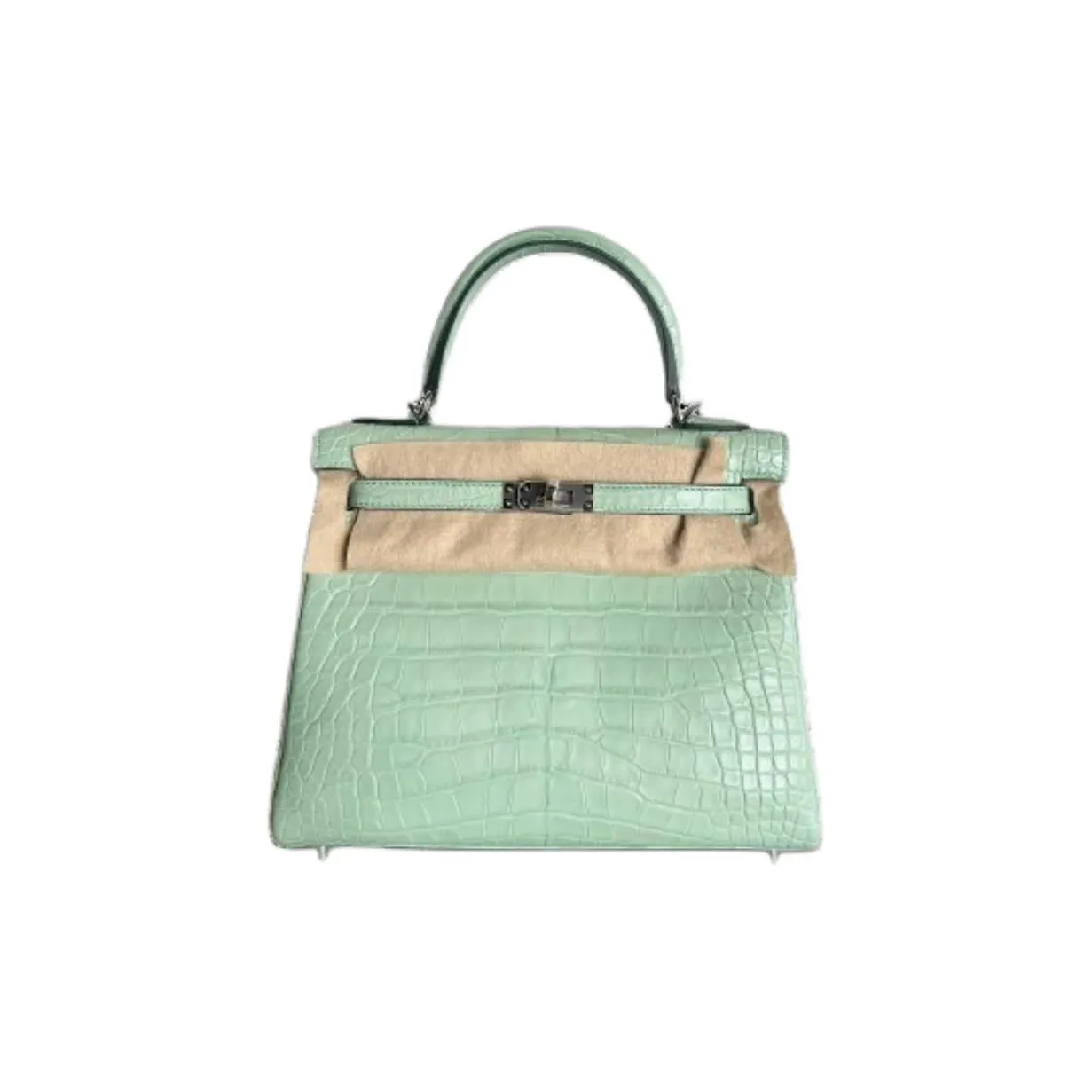 HERMES Kelly Matte Crocodile Leather Kelly Bag Handbag Regular Women's 6U Vert D'Eau Mint Green/Aqua Green