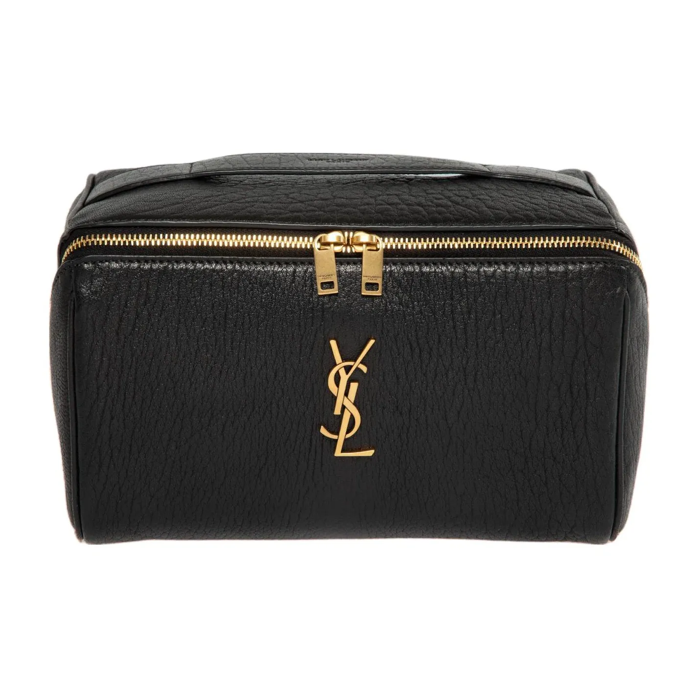 SAINT LAURENT Grain Leather Makeup Bag Women's Black