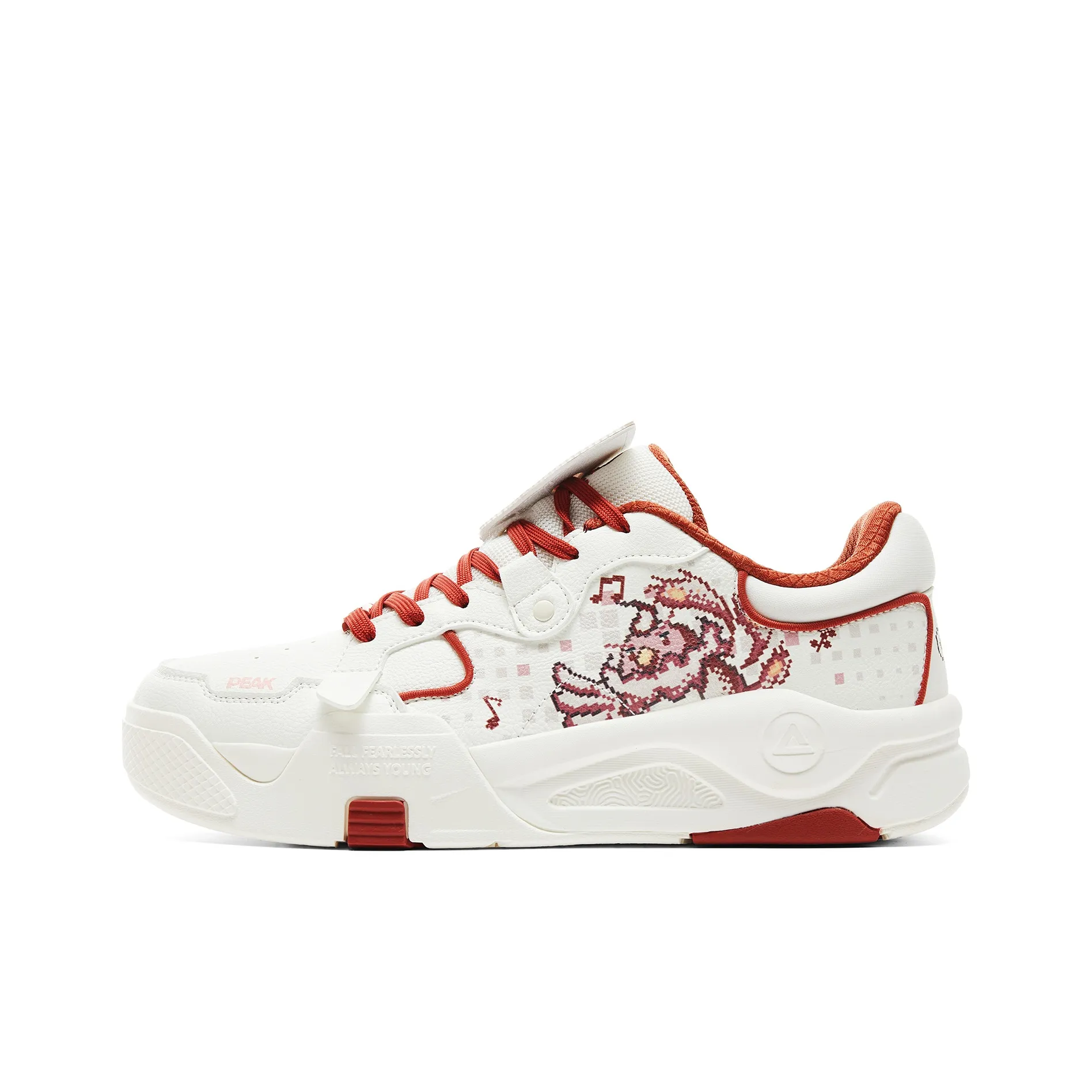 PEAK Skateboard Shoes Men's Low Top Super Light White Red