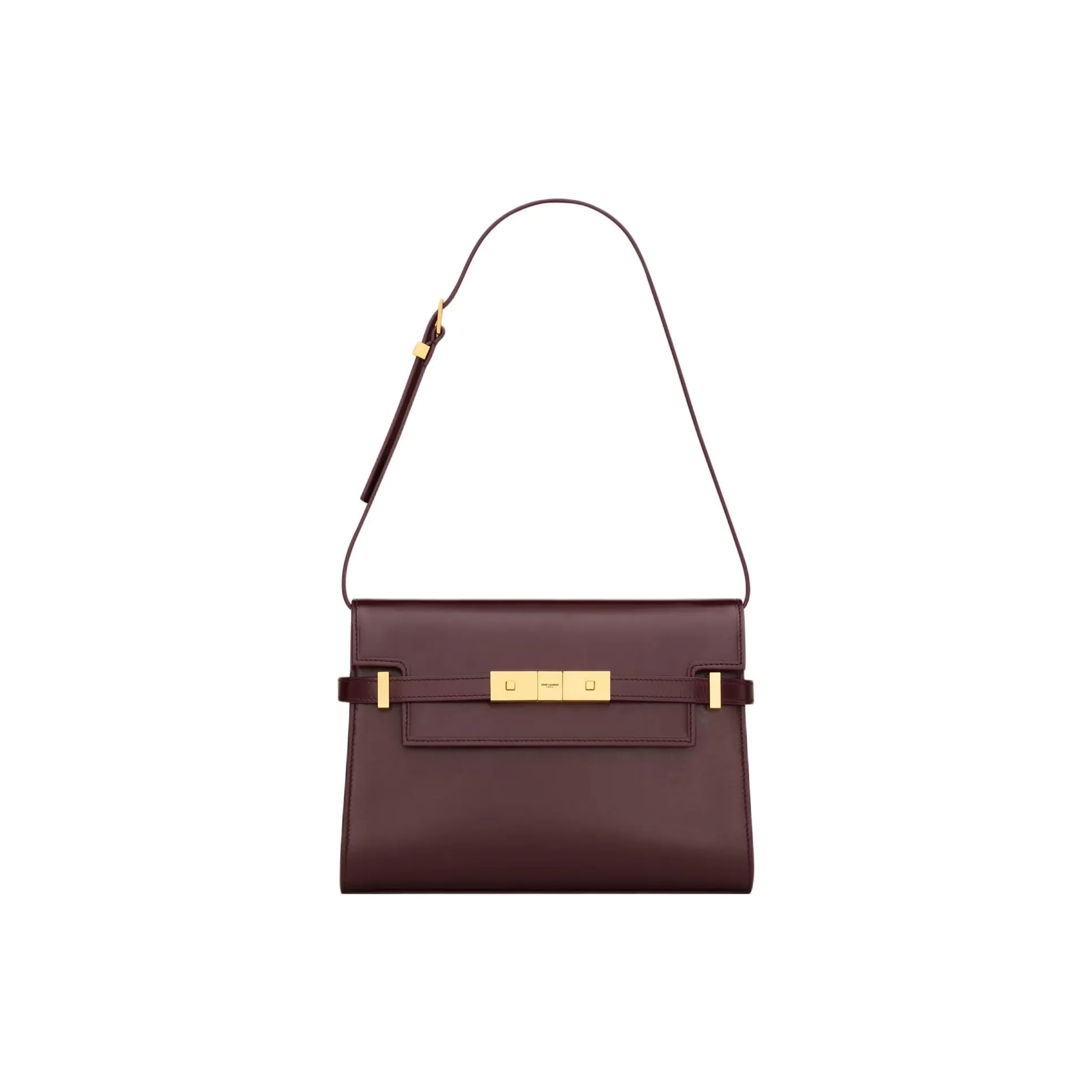 SAINT LAURENT MANHATTAN Calfskin Handbag, Shoulder Bag Trumpets Women's Red Brown