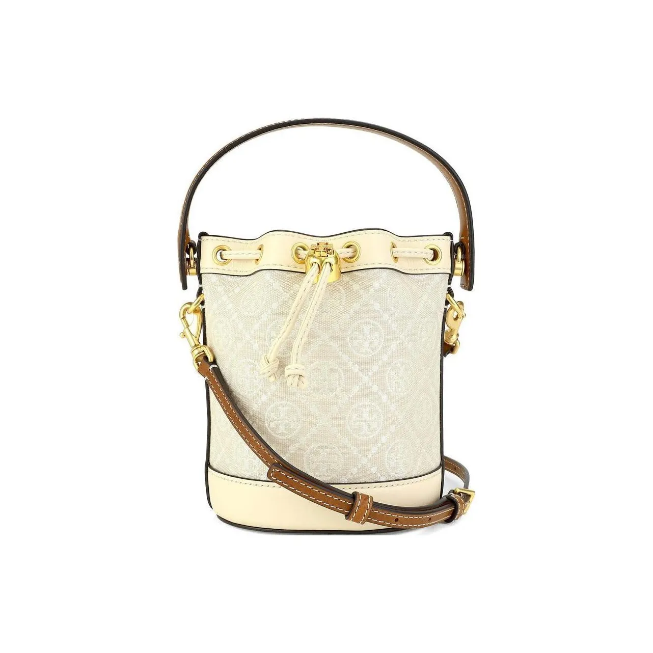 TORY BURCH Mini T Monogram Bucket Bag Ivory