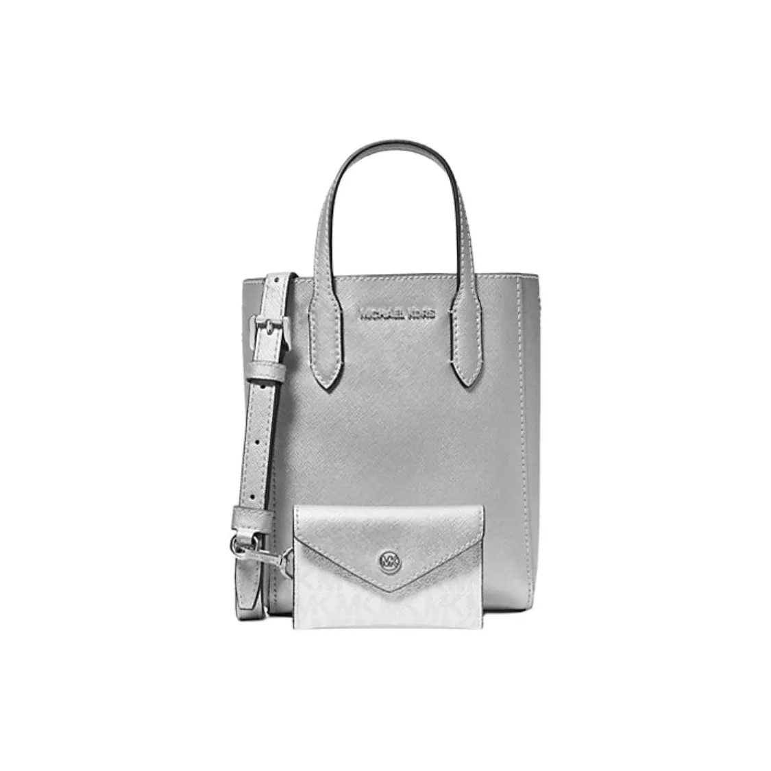 MICHAEL KORS Coated Canvas Shoulder Bag, Crossbody Bag, Handbag Extra Small Women's Silver