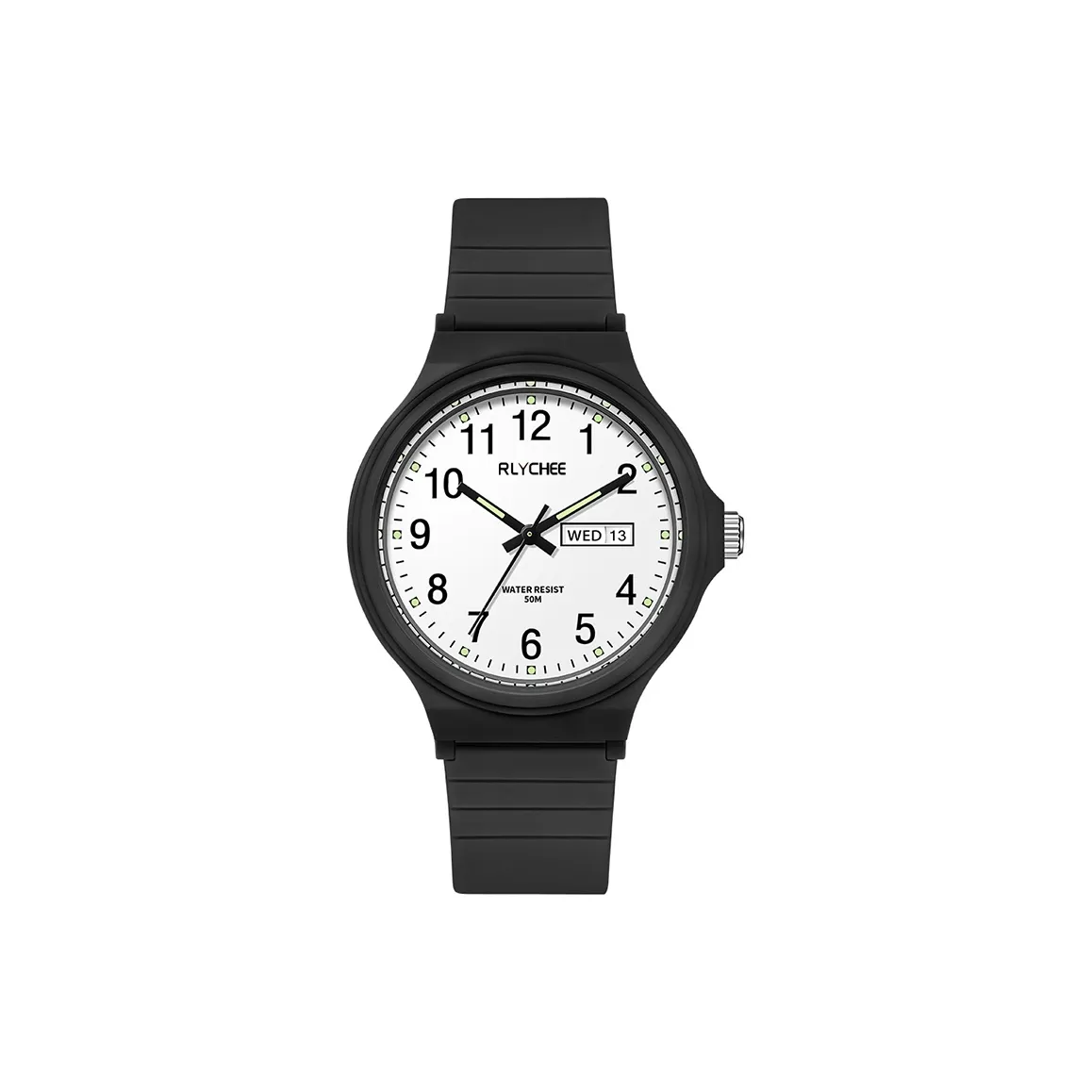 Rlychee Fashion Versatile светящийся в темноте водонепроницаемый кварцевый механизм ремешок из TPU унисекс белый циферблат