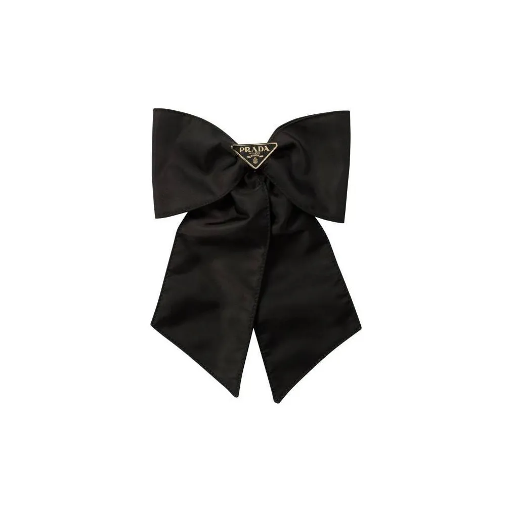 PRADA Triangle Logo Bow Hair Clip