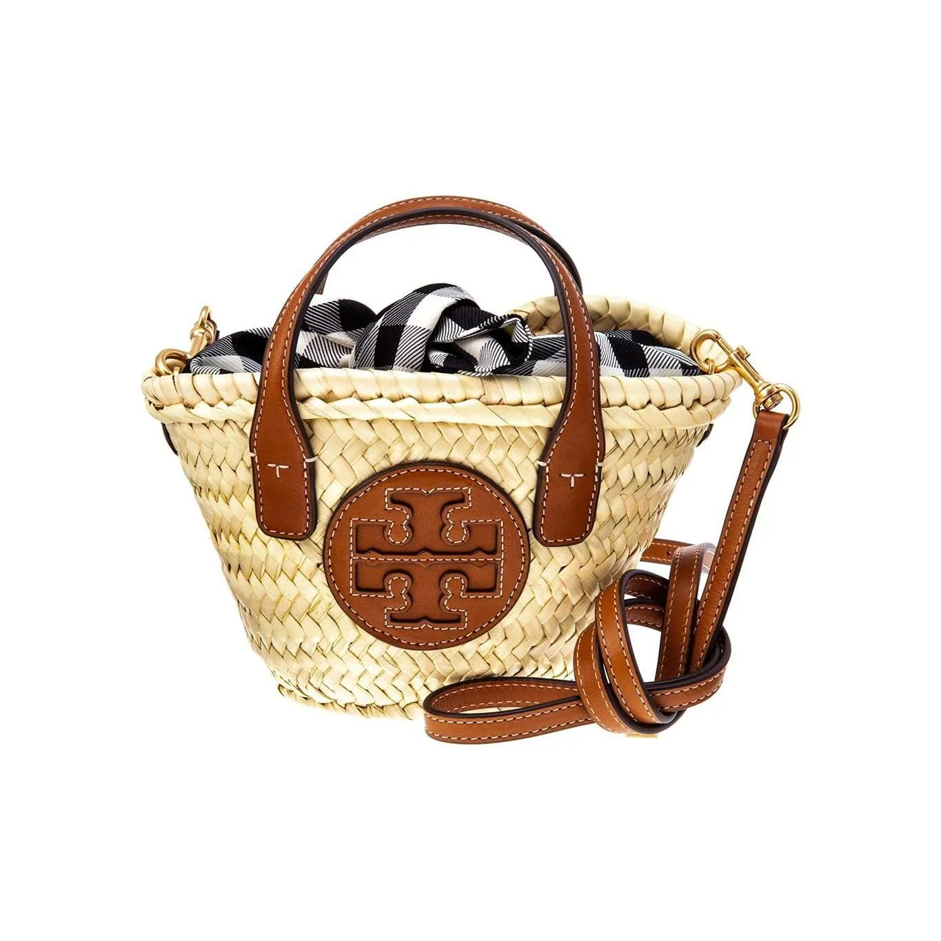 TORY BURCH Ella Солома с кожаными вставками Корзина-Сумка Переносная Плечевая Сумка через плечо Стандартная Женская Естественный Коричневый