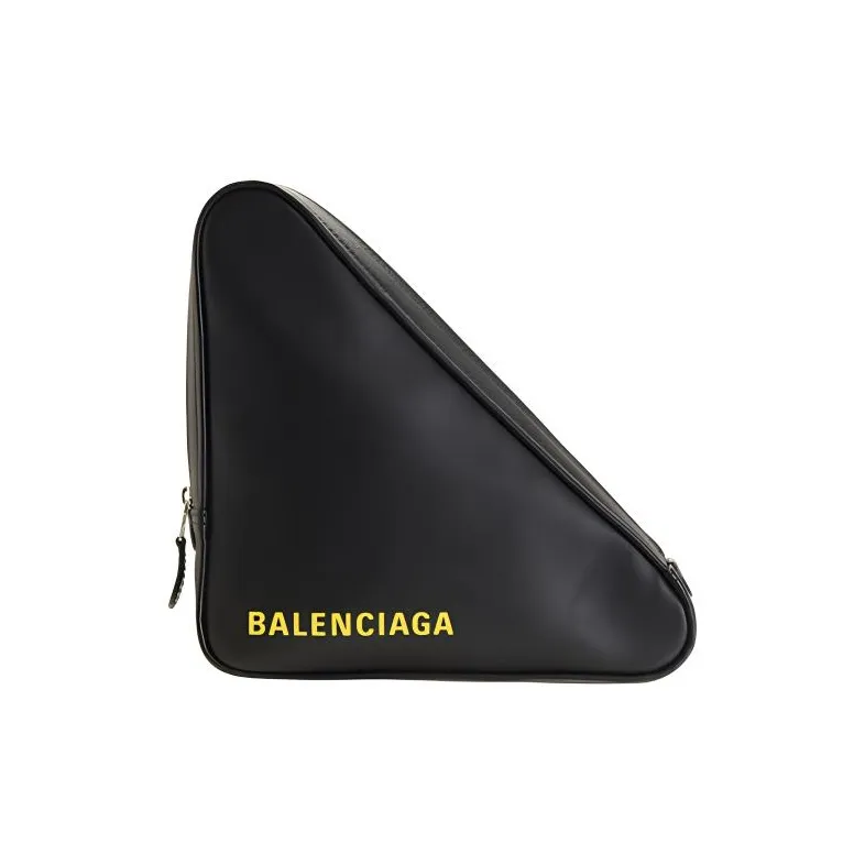 Balenciaga Cow Leather Triangle Bag Clutch Medium Size Women's Black Yellow