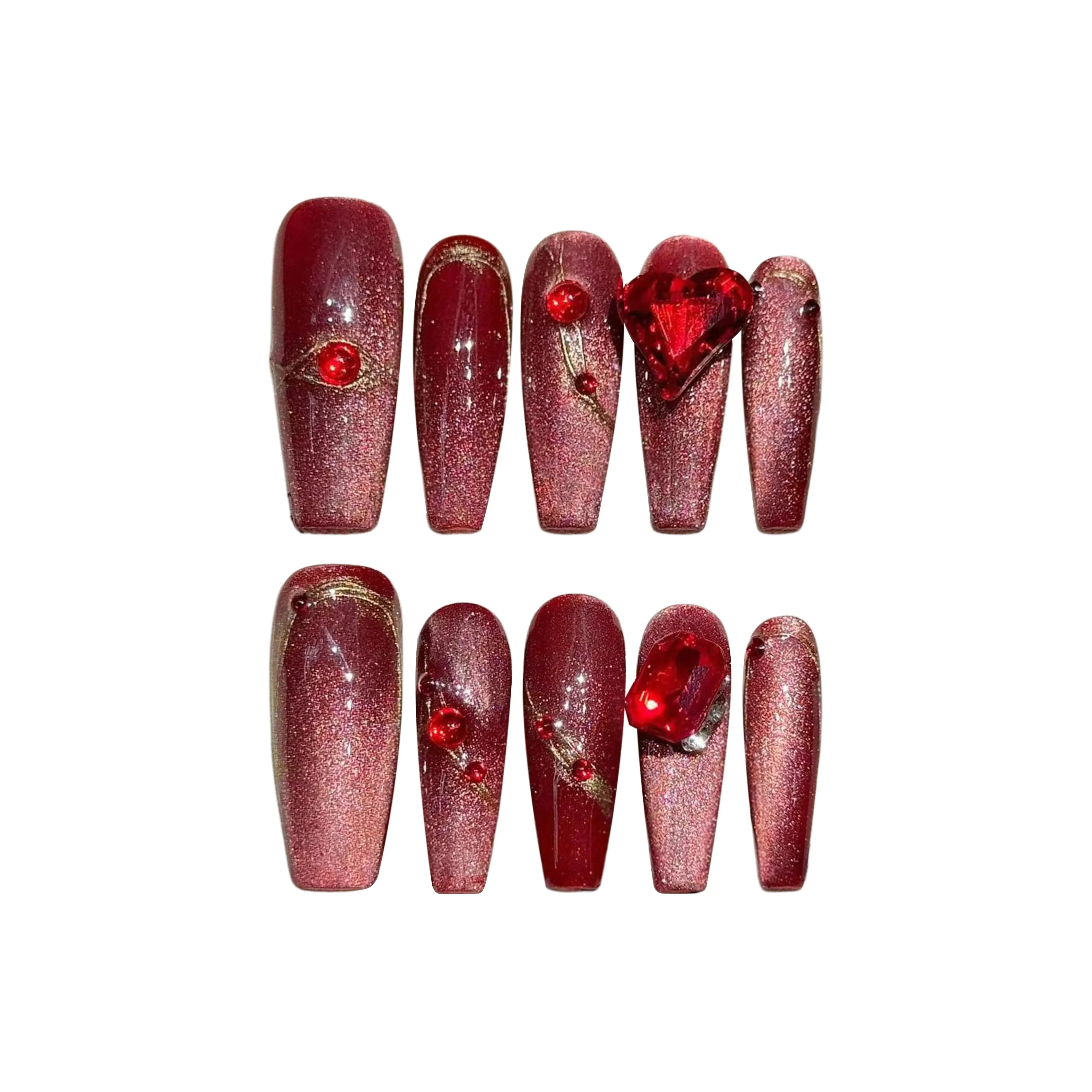 Yun Yue Joe Queen Лак для ногтей Новый год Edition Осветляющий Рубин False Nail Длинный Красный Однотонный 30MM