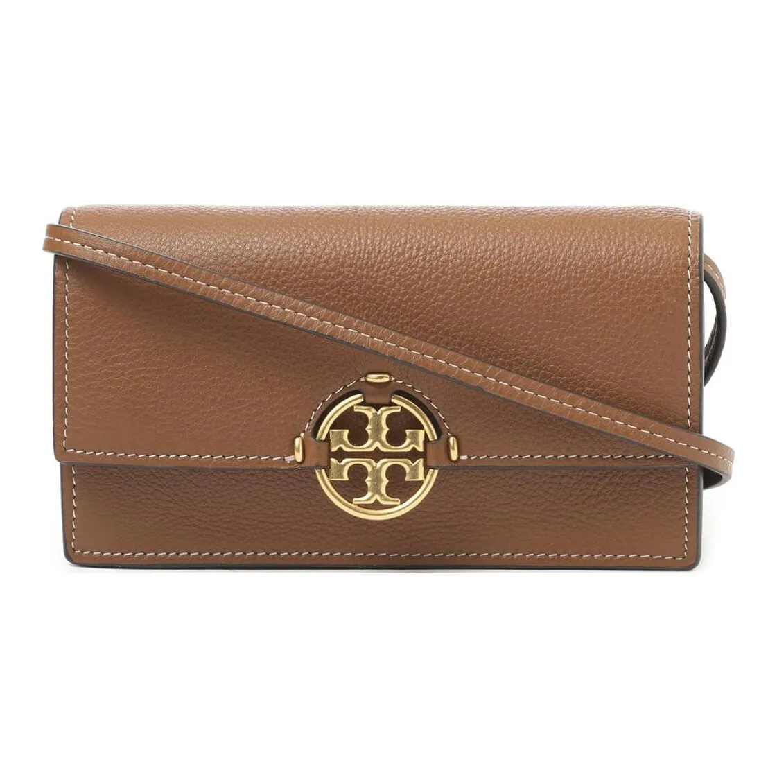 TORY BURCH Miller Litchi Grain Leather Shoulder Bag, Crossbody Bag Regular Women's Light Tea Brown