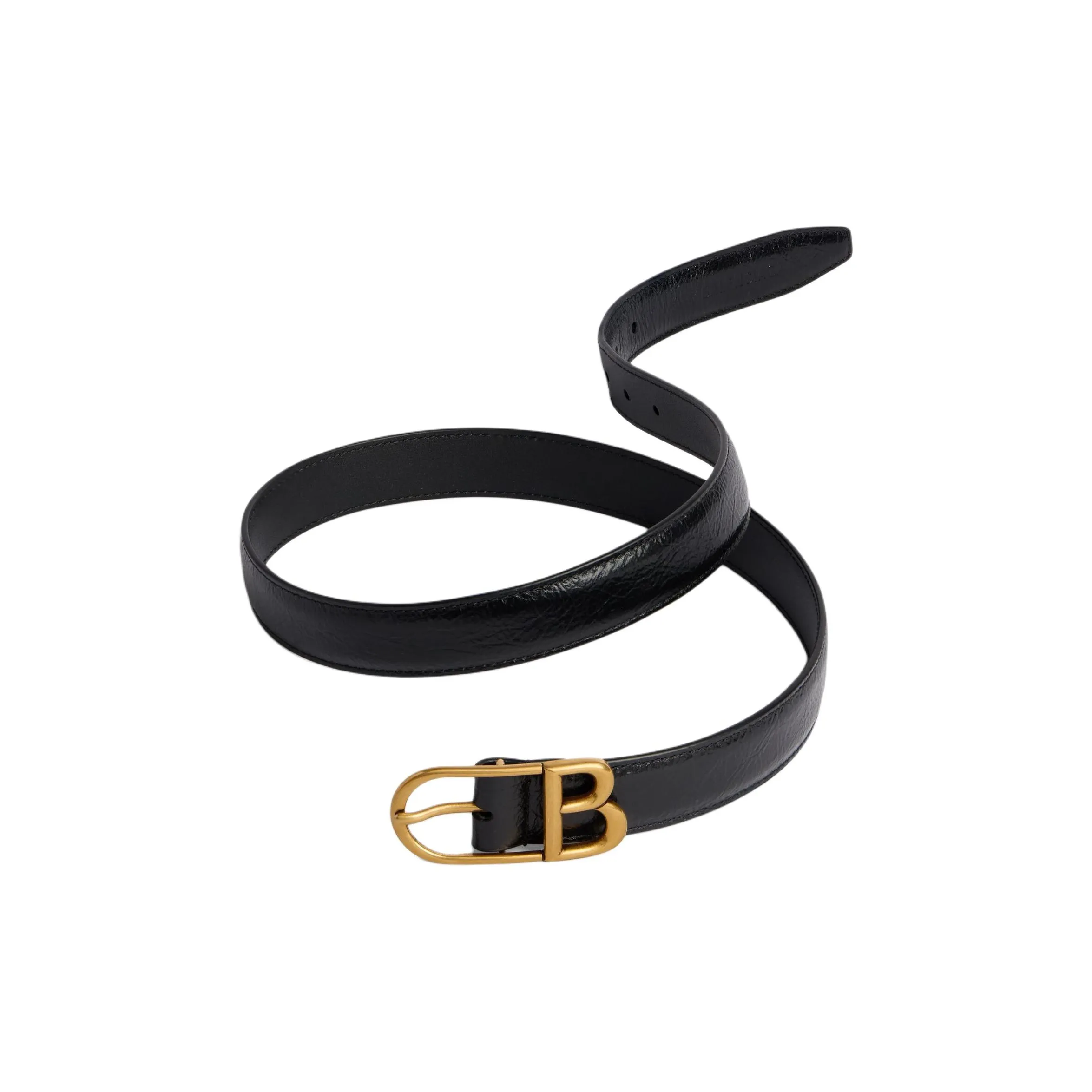 Balenciaga Cow Leather Belts Unisex Black Width  2.5CM