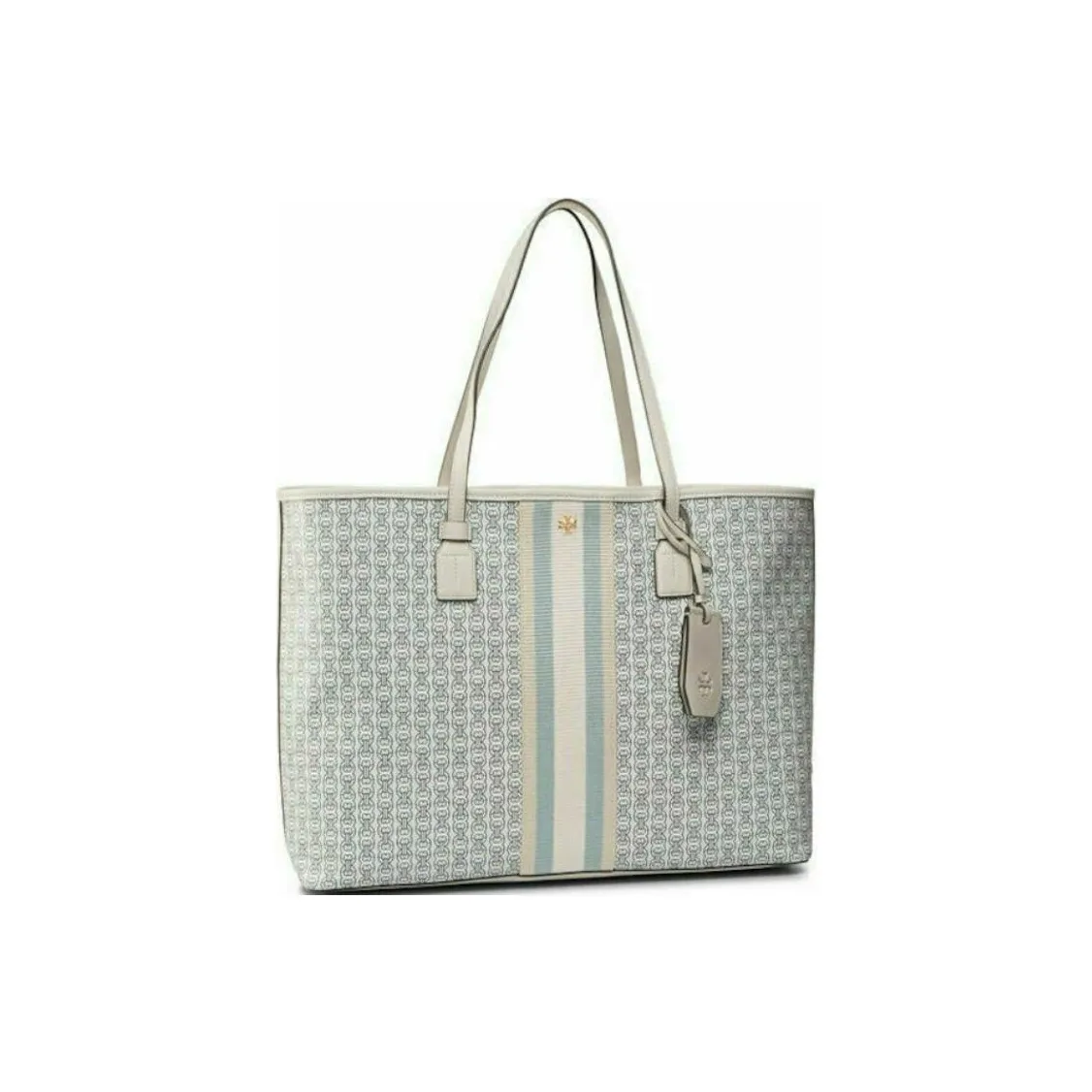 TORY BURCH Gemini Link Fabric Tote Bag Shopping Bag Handbag Shoulder Bag Large Size Women's Ecru