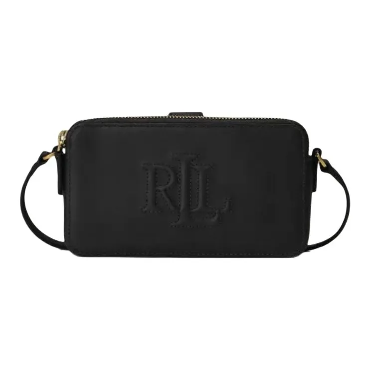 Ralph Lauren Cow Leather Wallet, Shoulder Bag, Crossbody Bag Medium Size Women's Black