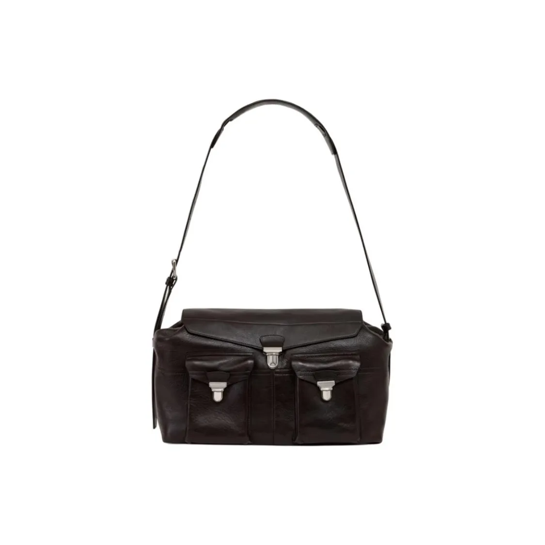 Lemaire Cow Leather Shoulder Bag Crossbody Bag Large Size Women's Dark Coffee