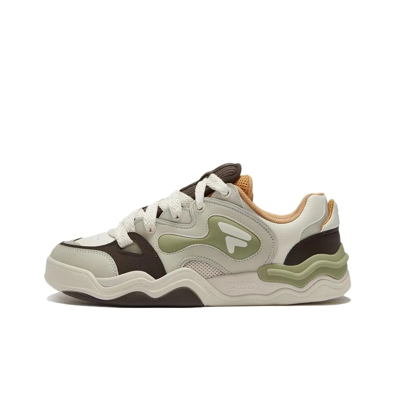FILA FUSION KICKDX Anti Slip Wear Resistant Low Top Skateboard Shoes Men's Beige Brown