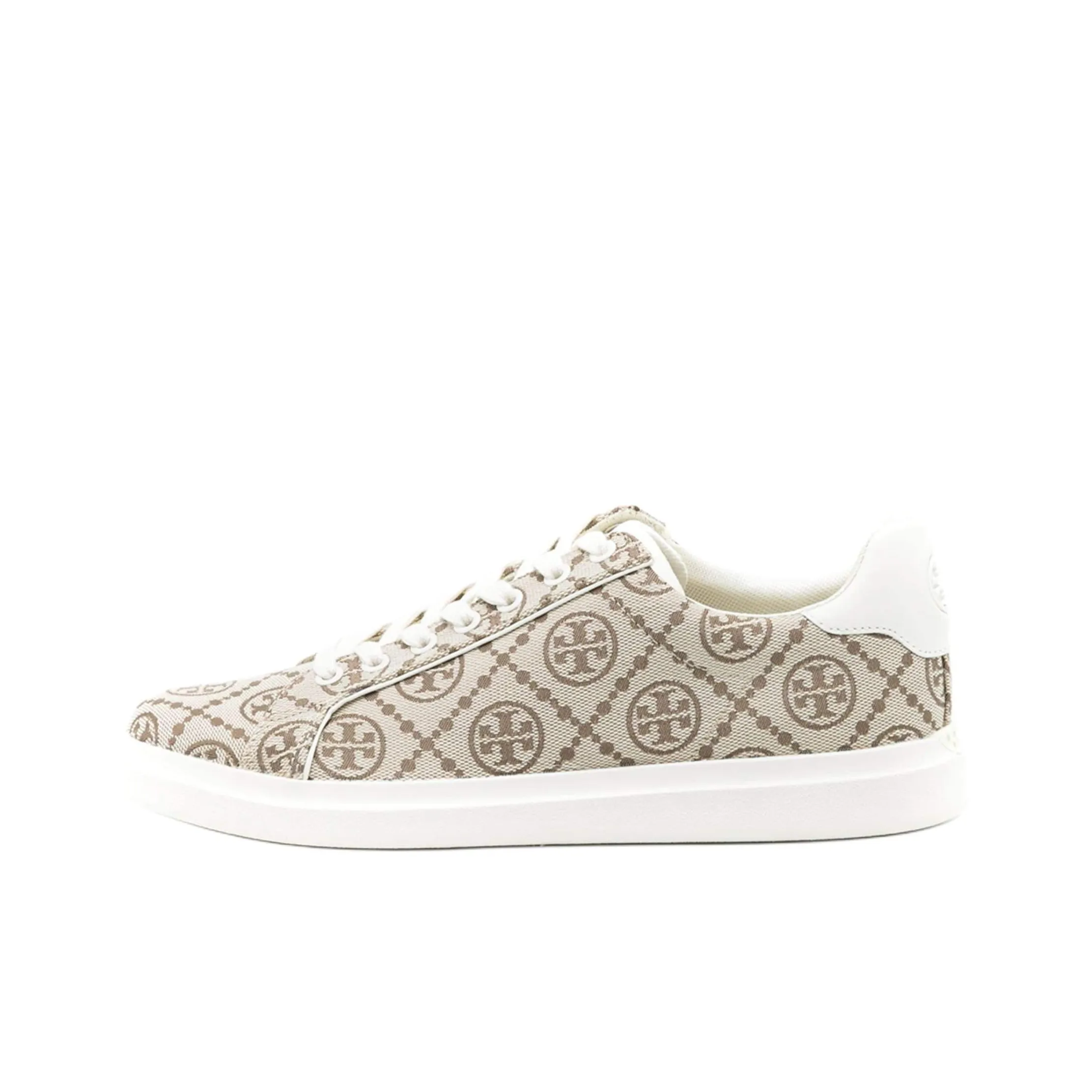 TORY BURCH Howell T Monogram Court Low Top Stylish Skateboarding Shoes Women's Brown