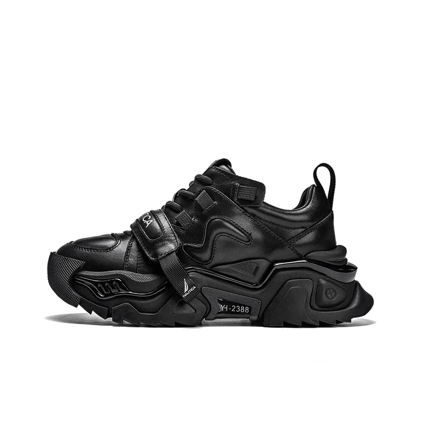 NAUTICA Cushioning, Slip Resistant, Abrasion Resistant, Height Increasing Low Top Chunky Sneakers Women's Black