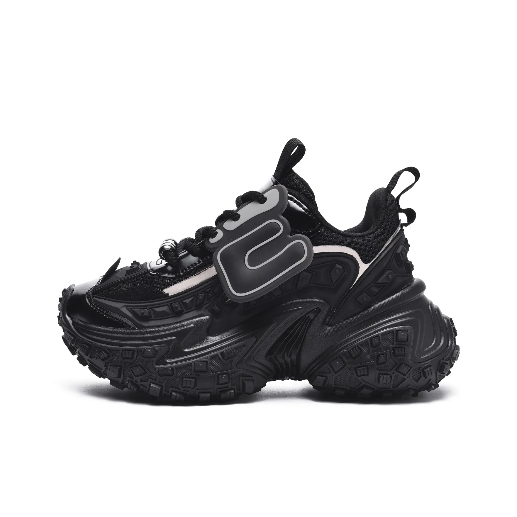 EstherShop Anti Slip And Wear Resistant Height Increasing Low Top Chunky Sneakers Unisex Black