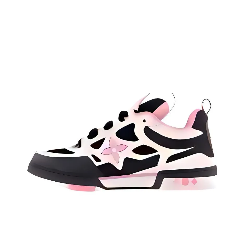 LOUIS VUITTON Skate Low Top Skateboard Shoes Men's Black White Pink