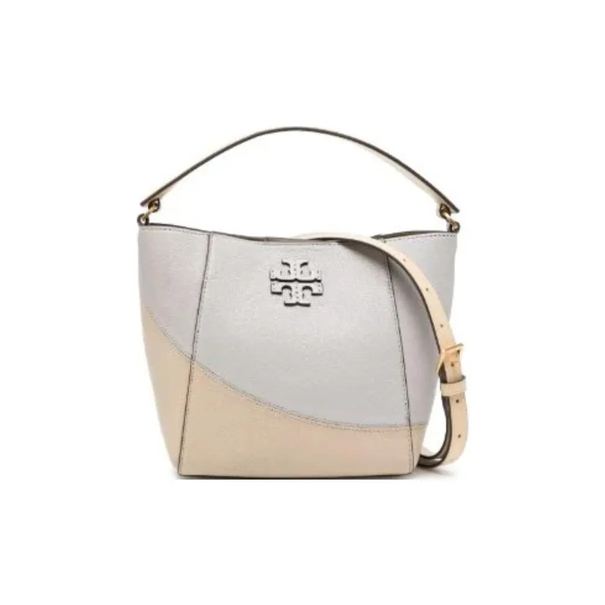 TORY BURCH McGraw Litchi Grain Leather Bucket Bag Portable Crossbody Bag Shoulder Bag Small Women's Beige Beige
