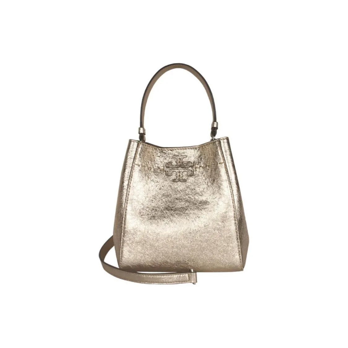 TORY BURCH McGraw Leather Bucket Bag, Handbag, Shoulder Bag Women's Gold