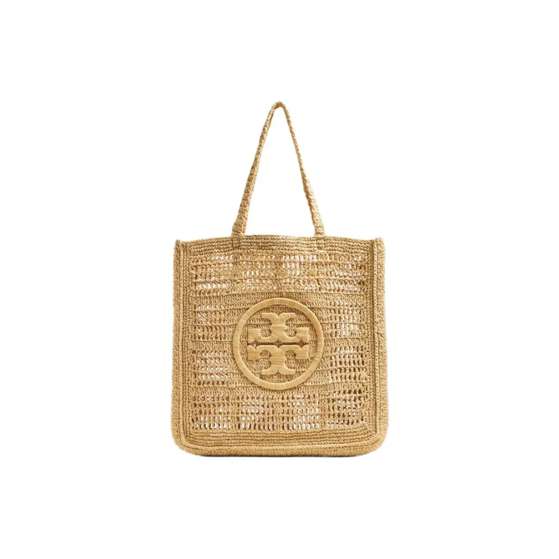 TORY BURCH Ella Raffia Tote Bag, Shopping Bag, Handbag, Shoulder Bag Women's Tawny