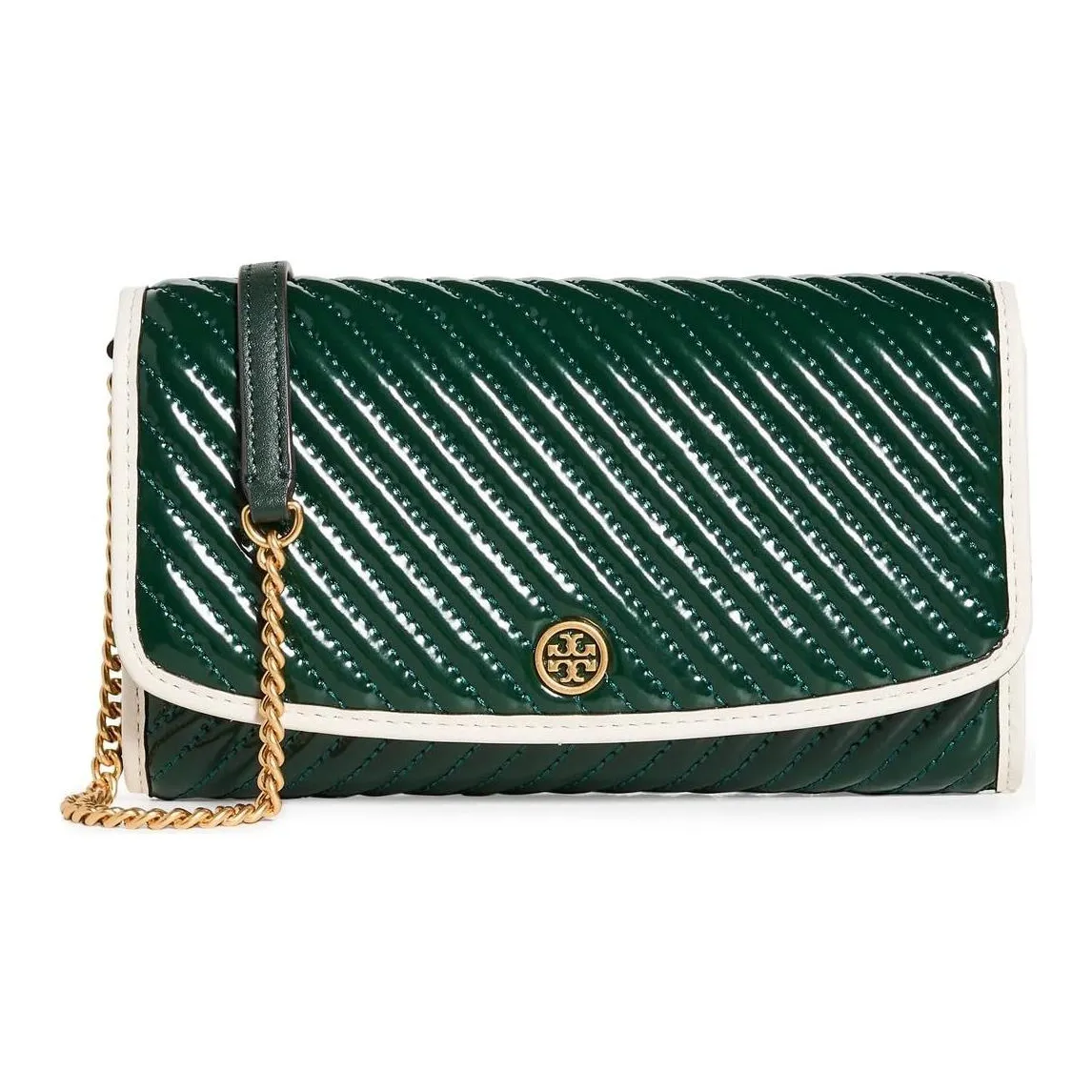 TORY BURCH Robinson Patent Leather With Nappa Leather Portable One Shoulder Wallet Regular Women's Green