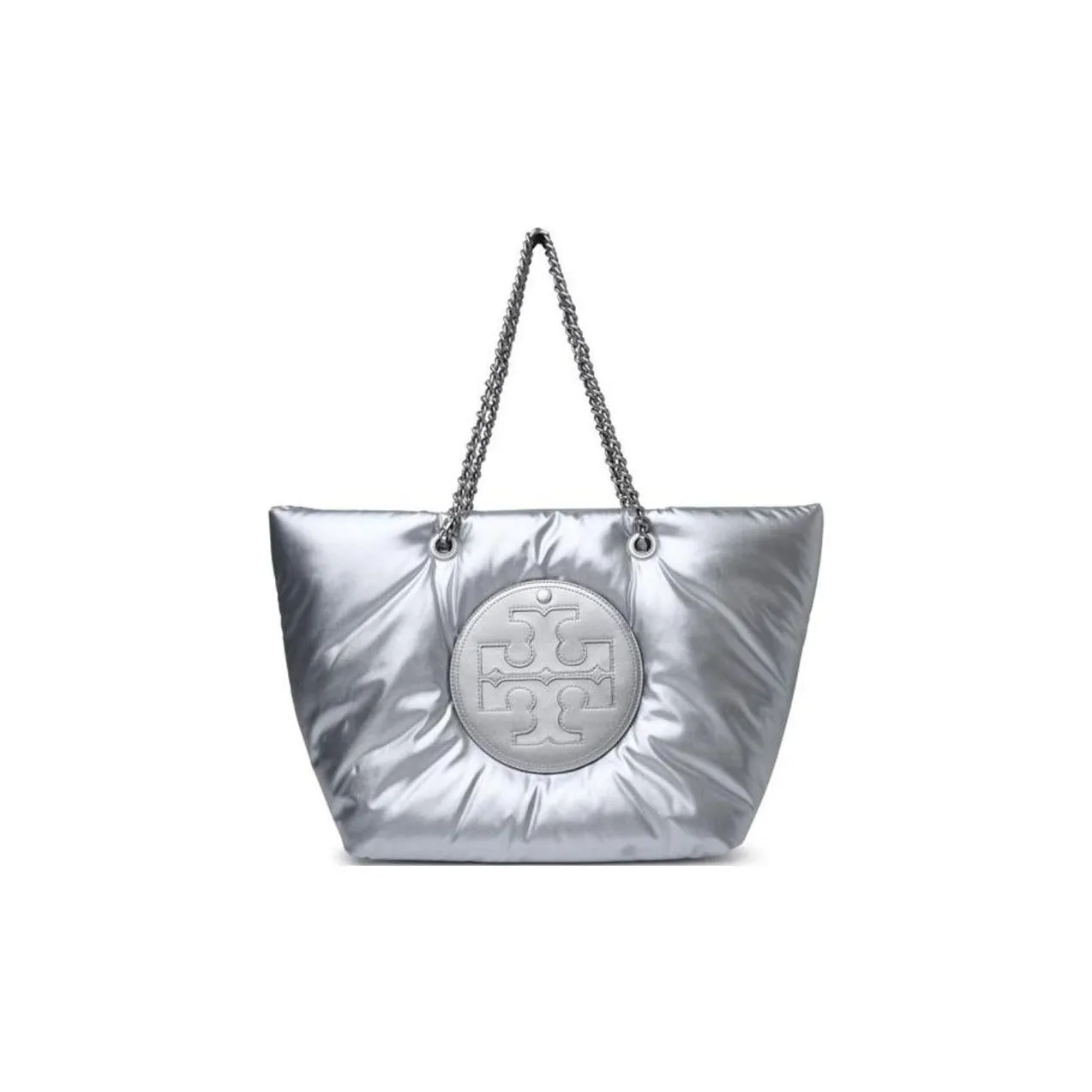 TORY BURCH Ella Recycled Polyester Tote Bag, Shopping Bag, Shoulder Bag Women's Silver