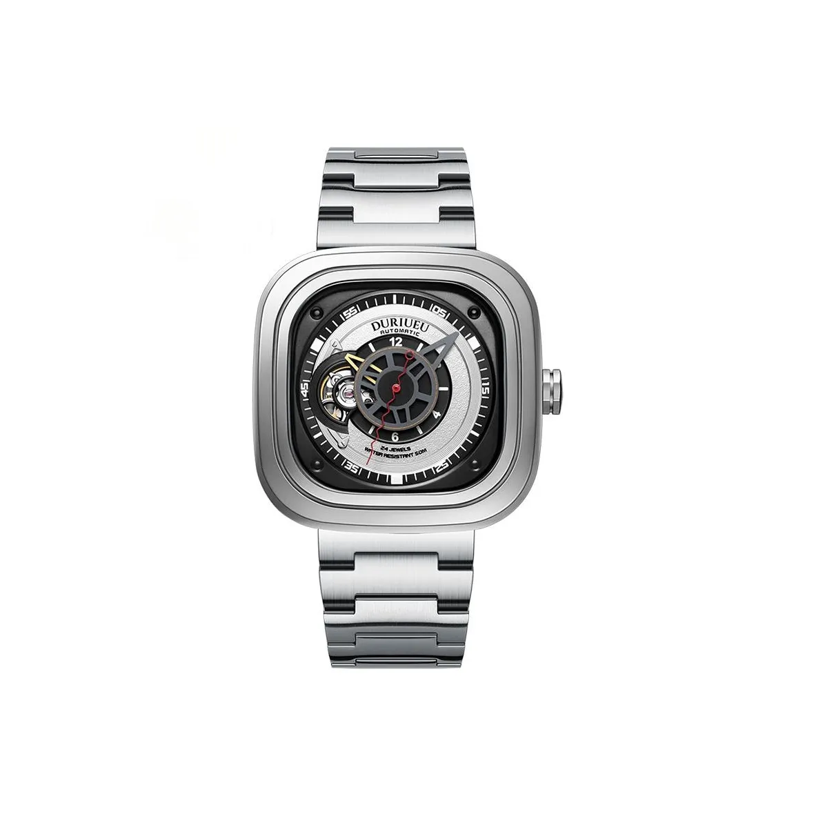 DURIUEU Automatic Mechanical Movement Stainless Steel Watchband Watch Men's Watches Black Dial
