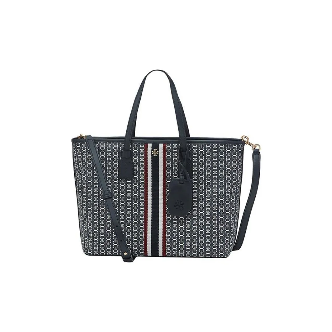 TORY BURCH Gemini Link Холст Tote Сумка Плечевая Сумка Средний Женский Темно-синий Многоцветный