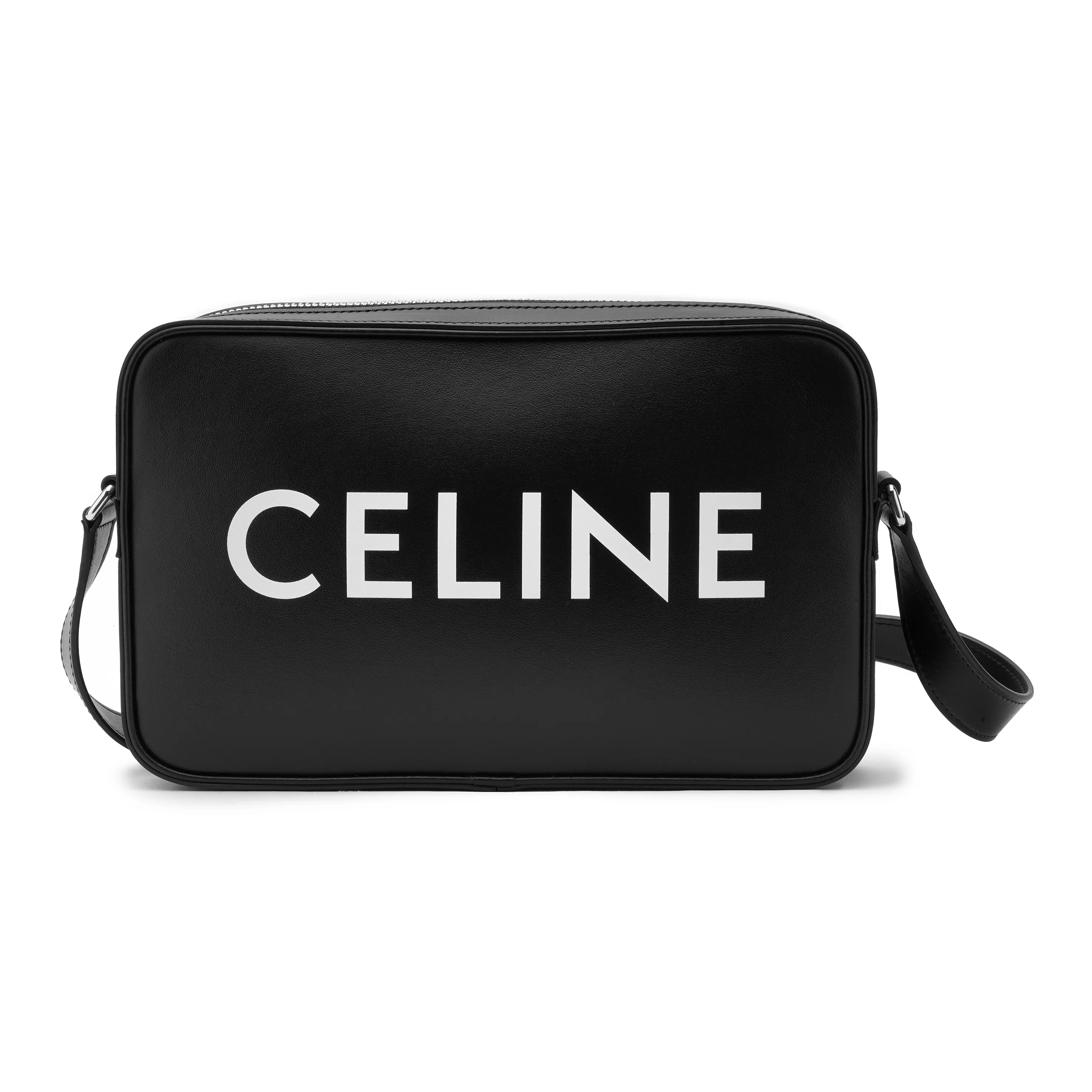 CELINE Smooth Cow Leather Messenger Bag, Shoulder Bag, Crossbody Bag Medium Size Men's Black