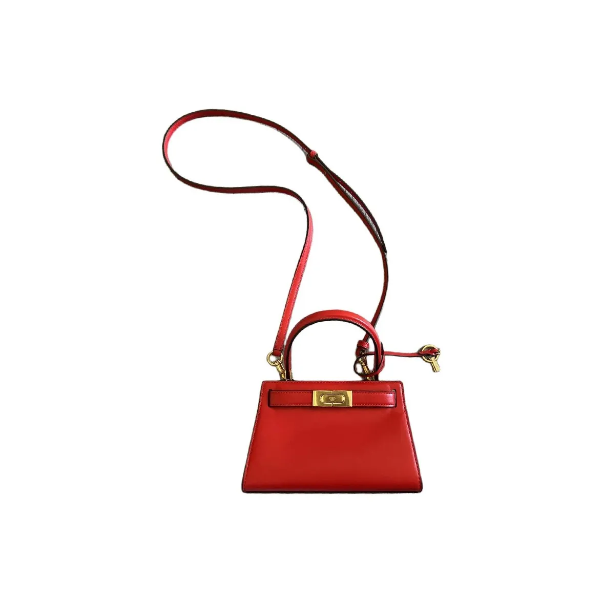 TORY BURCH Lee Radziwill Cow Leather One Shoulder Handbags Women's Orange Red