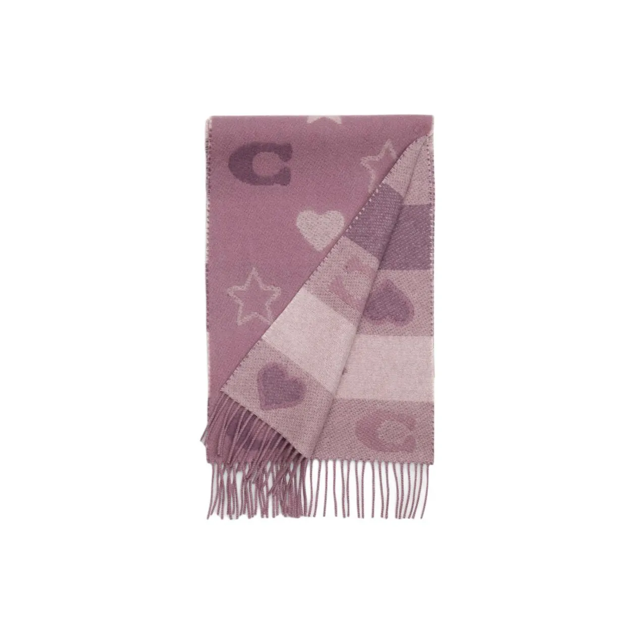 COACH Wool Knit Scarves Unisex Purple