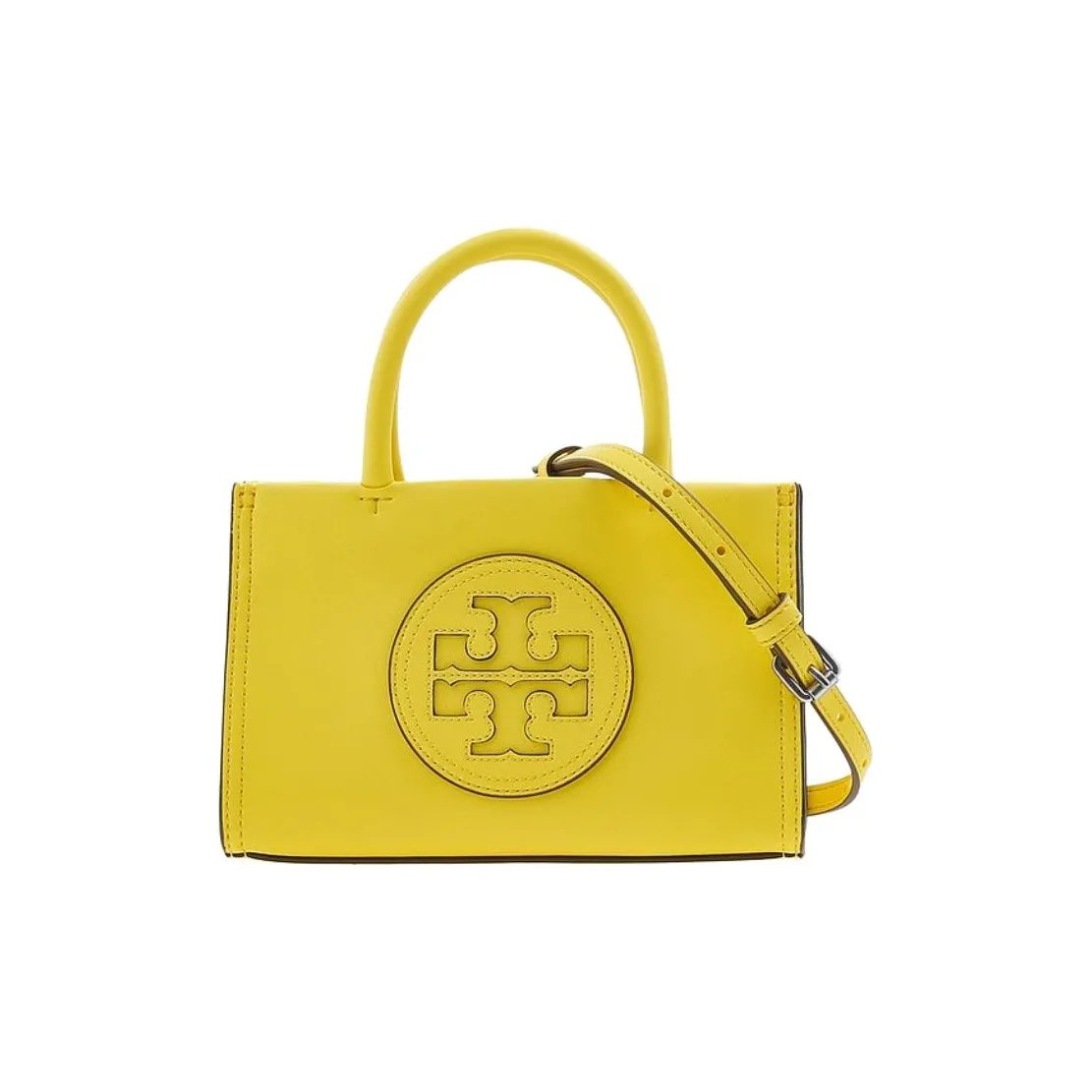TORY BURCH Ella Synthetic Leather Tote Bag, Shopping Bag, Shoulder Bag, Crossbody Bag, Handbag Mini Women's Pea Yellow