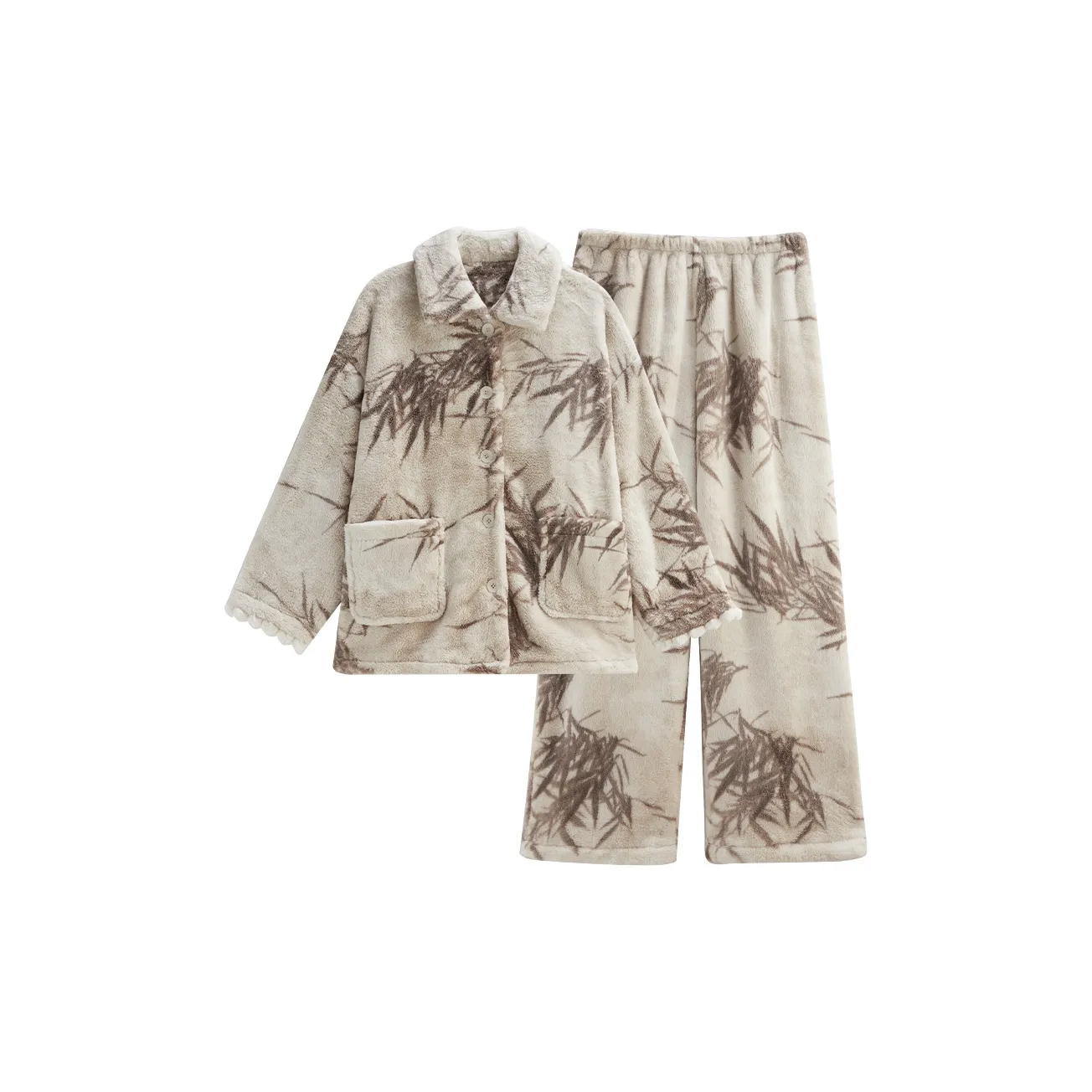 Same Language Пижамный комплект женский абрикосовый серый бамбуковый лист