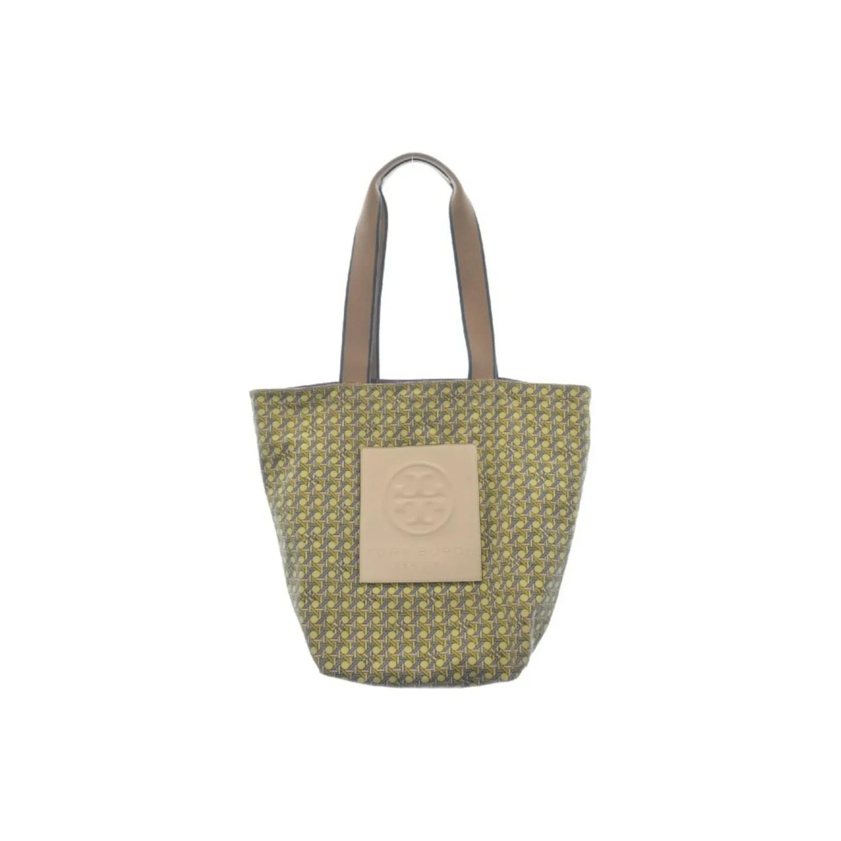 TORY BURCH Ella Холст Тоут Сумка Сумка для покупок Сумка через плечо Большая Женская Светло-зеленая Пледовая