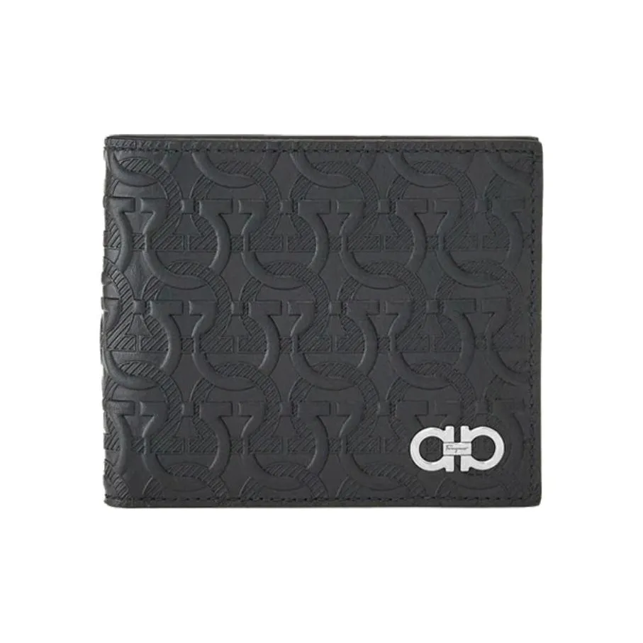 FERRAGAMO Travel Embossed Leather Wallet Regular Men's Black