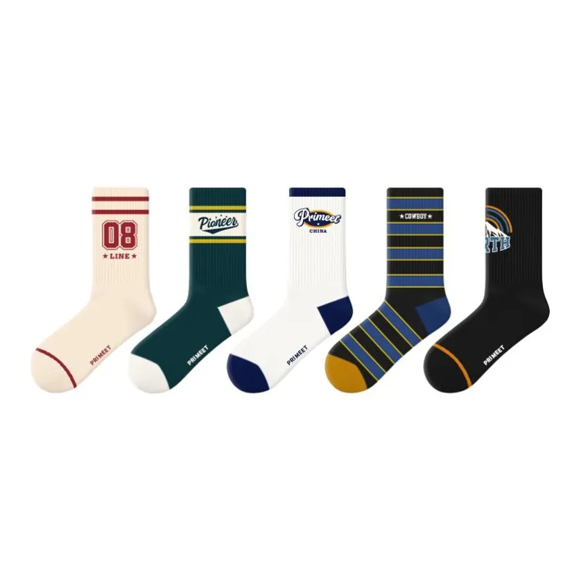 Primeet Mid-Calf Socks Unisex 5 Pack
