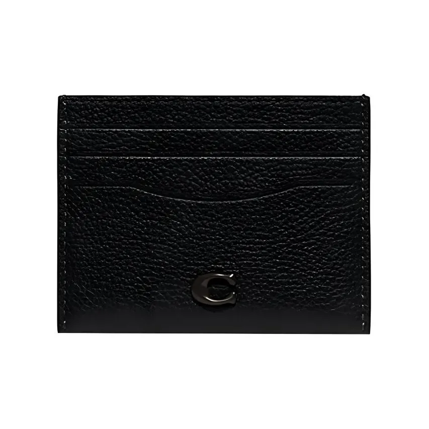 COACH Карточный чехол Полированная песчаная кожа Монетница держатель для карт Мини Унисекс Черный