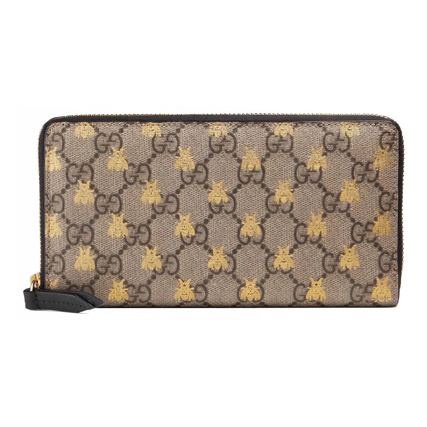 GUCCI Canvas With Leather Wallet Unisex Ebony/Black