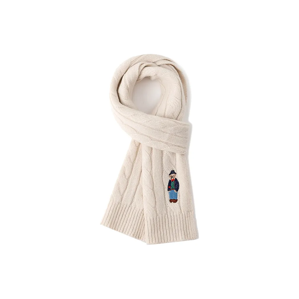 FREE RABBITⅡ Классический TWISTED Винтаж Британский Медвежонок Вышивка 100% Шерсть Шарф Унисекс