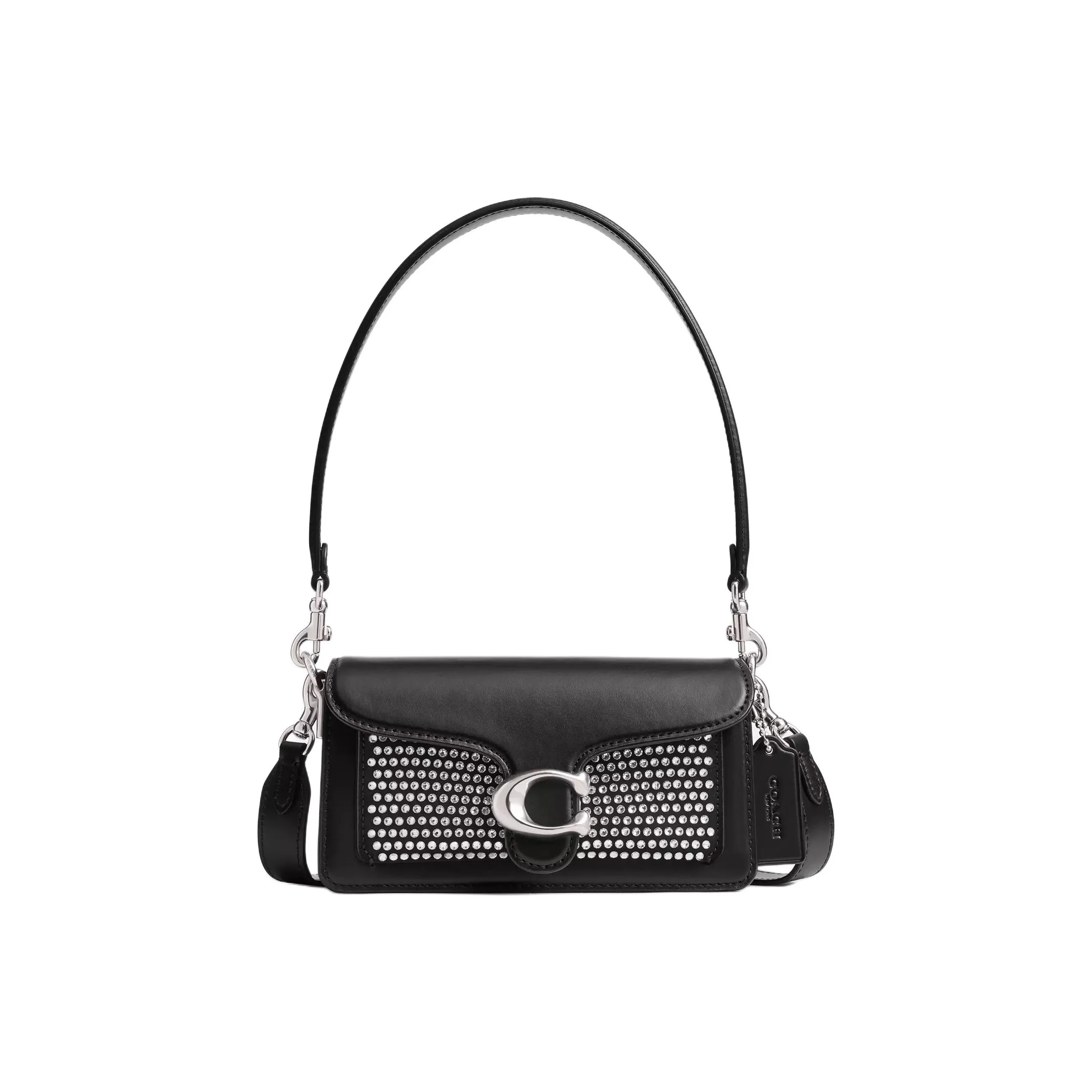 COACH Tabby Телячья кожа Сумка через плечо Сумка Маленькая Women's Silver Черный