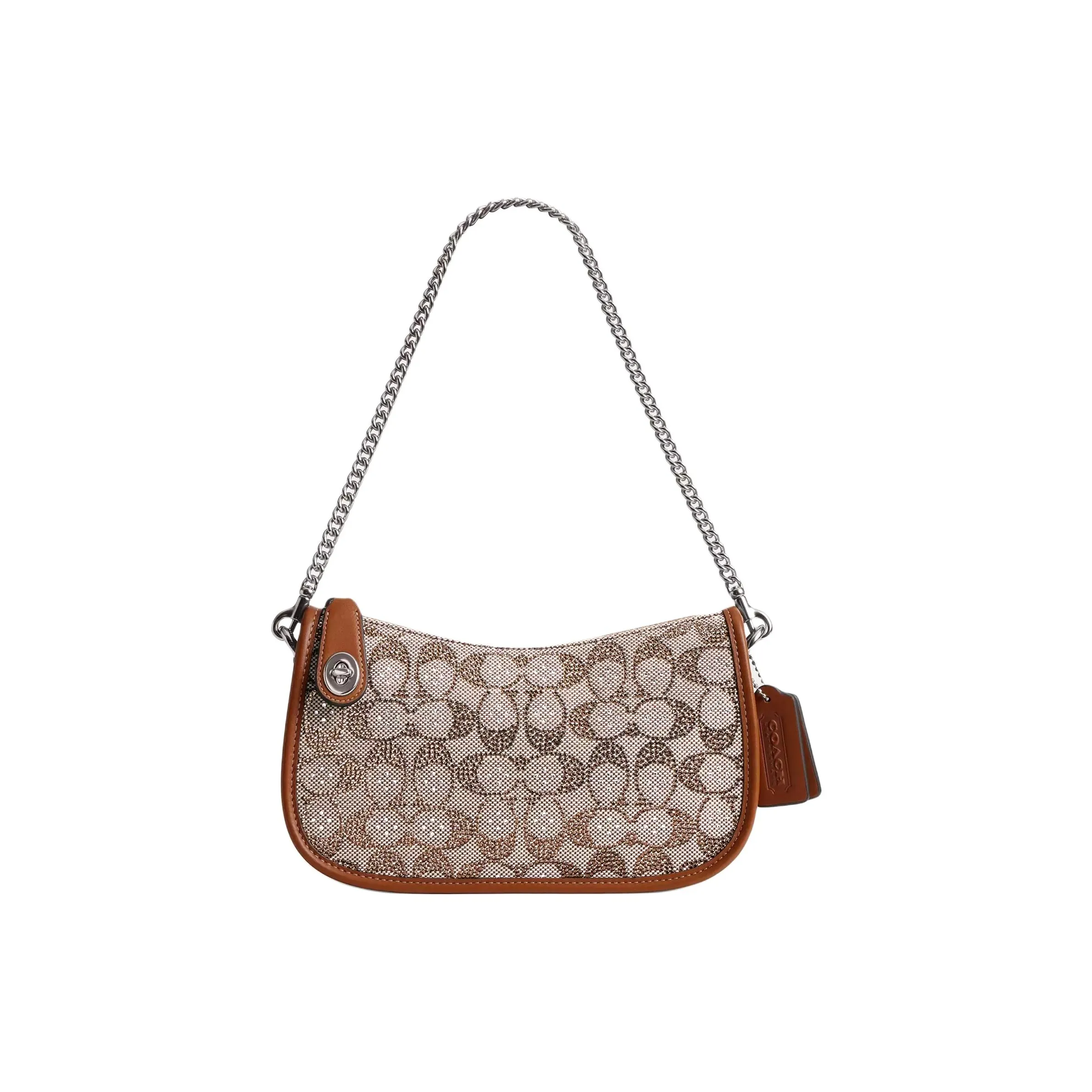 COACH Jacquard Portable Crossbody Bag, Shoulder Bag Medium Size Women's Burnished Amber