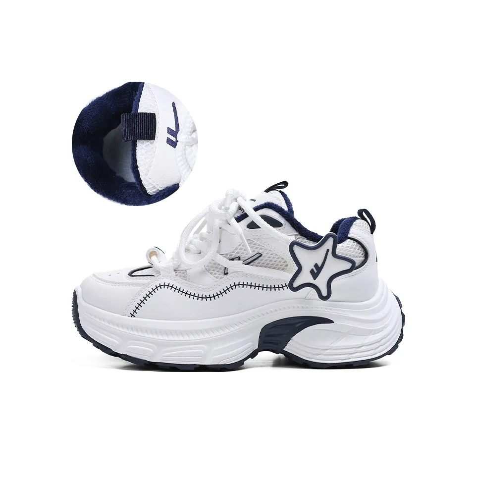 Warrior визуально увеличивает рост термозащитные низкие топовые кроссовки с толстой подошвой женские белые синие