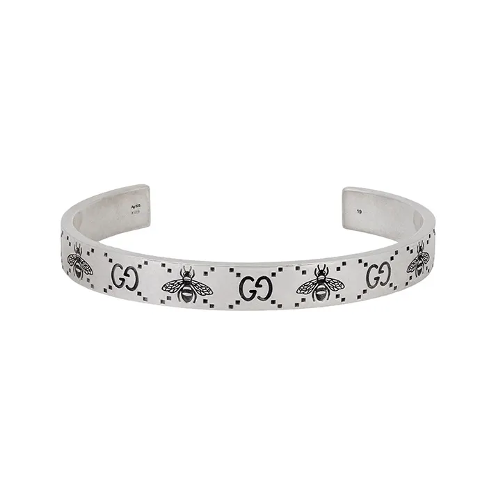 GUCCI Gg And Bee Engraved Cuff Bracelet