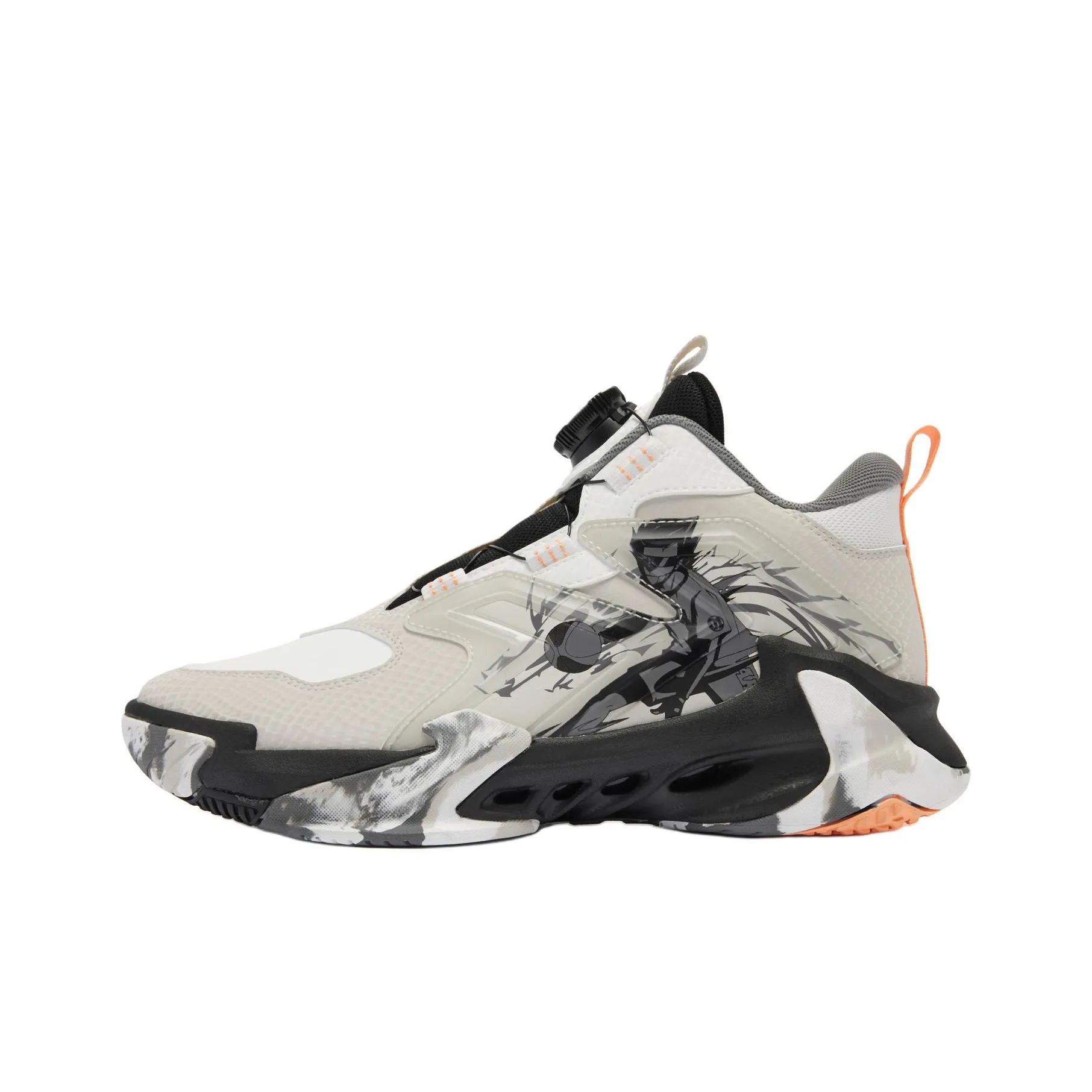 QIAODAN Anti Slip Wear Resistant High Top Children's Basketball Shoes Gray White Teenagers