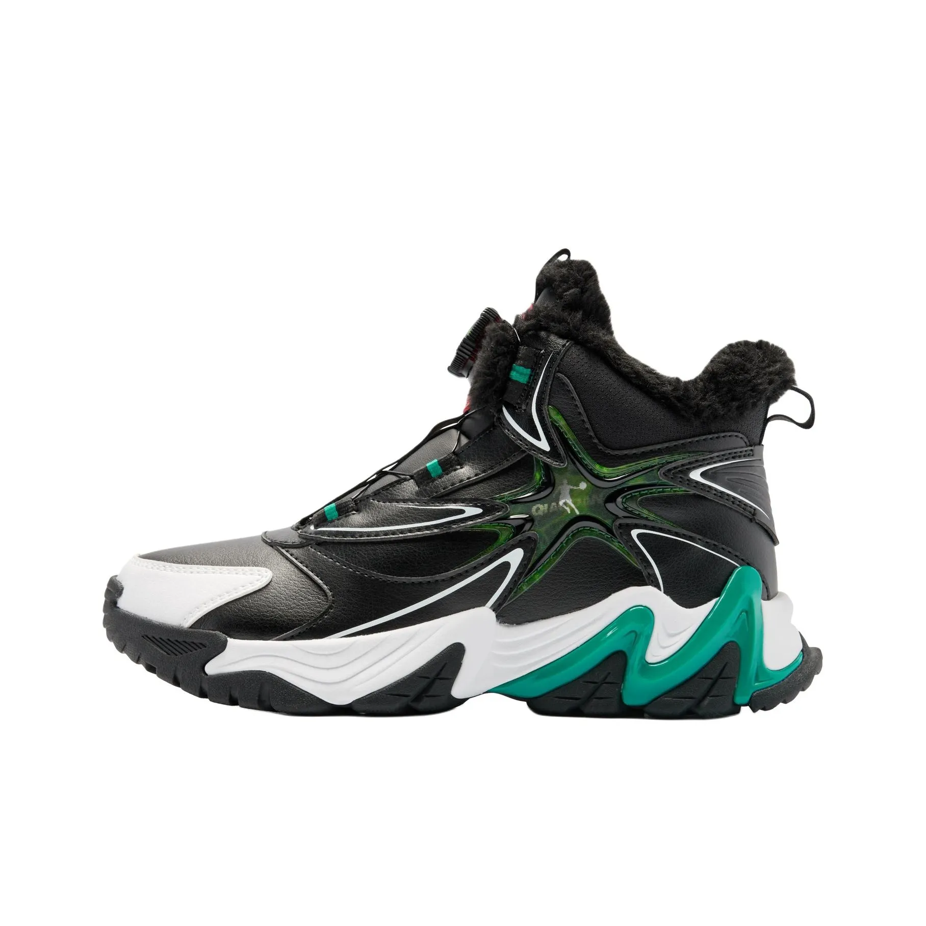 QIAODAN Crampons 3.0 Anti Slip And Wear Resistant Warm High Top Kids Lifestyle Shoes Black Green Size 34 42 Teenagers