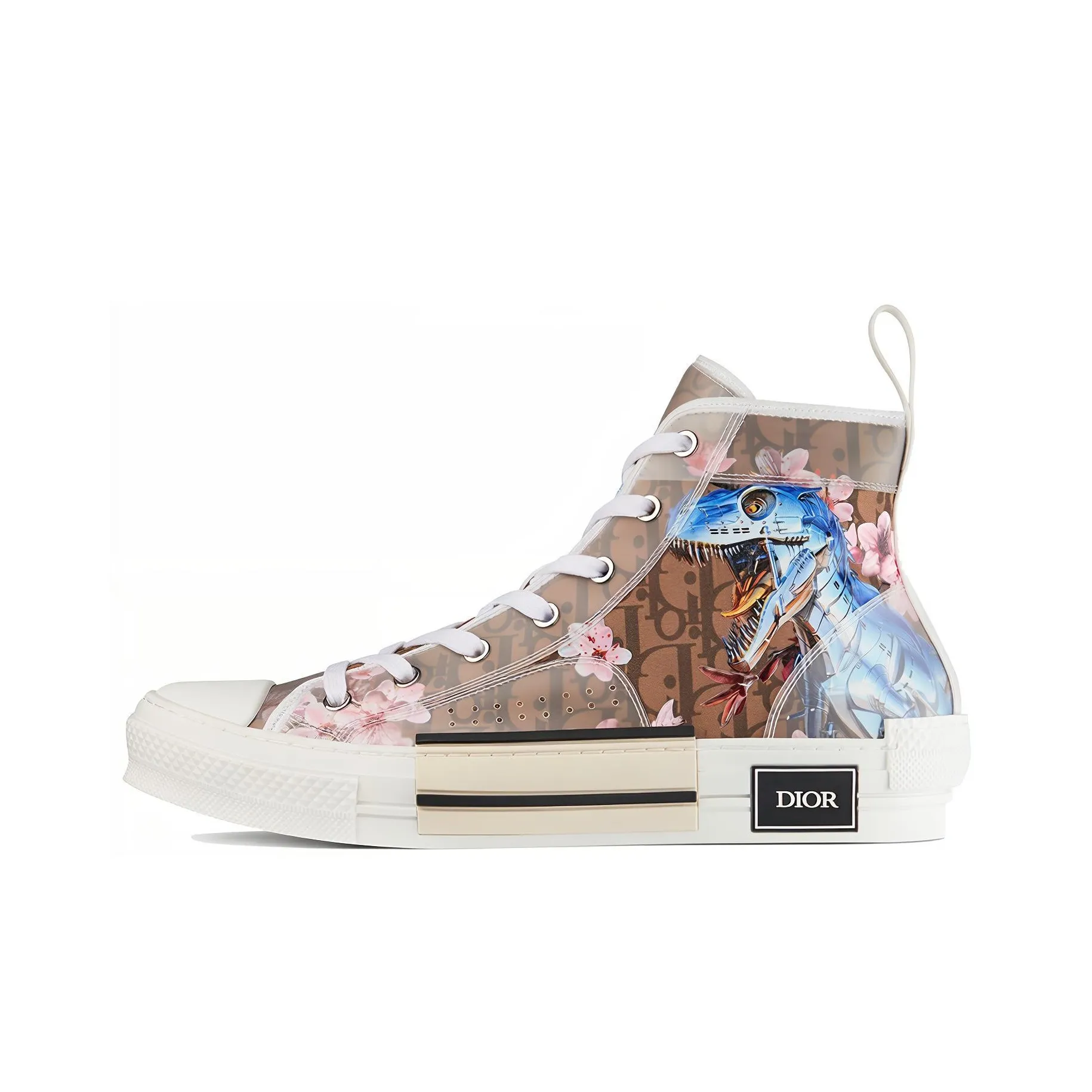 DIOR B23 High Canvas Sorayama Dinosaur Brown