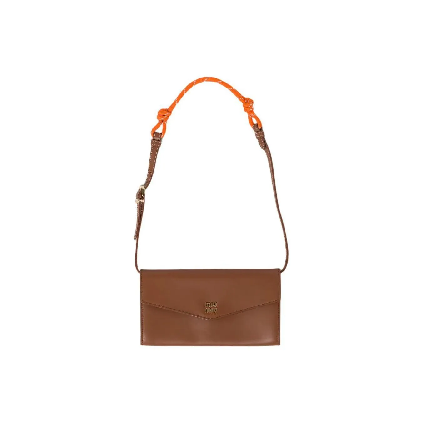 MIU MIU Fabric With Leather One Shoulder Wallet Women's Brown