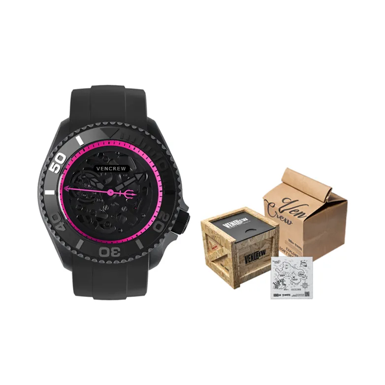 VENCREW Leviathan [Manly Pink] Automatic Mechanical Movement Watch Unisex Cut-Out Dial