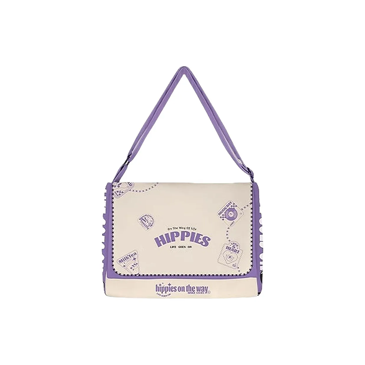 AOSONG Technical Fabric Shoulder Bags Unisex Purple Hippie Road