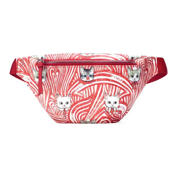 GUCCI Yuko Higuchi Collaboration Canvas With Leather Fanny Pack, Sling Bag, Kids' Bag Kids' Red/White